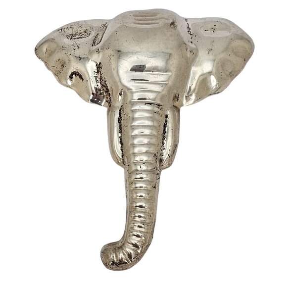 Vtg Large MEXICO 925 Sterling Silver Elephant Head Brooch Pin Signed 3" Oxidized - Picture 14 of 16